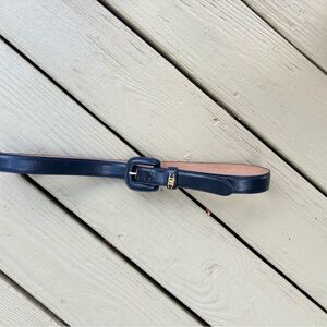 ETIENNE AIGNER Sophisticated 1” width Navy Leather Belt with Gold Buckle, L